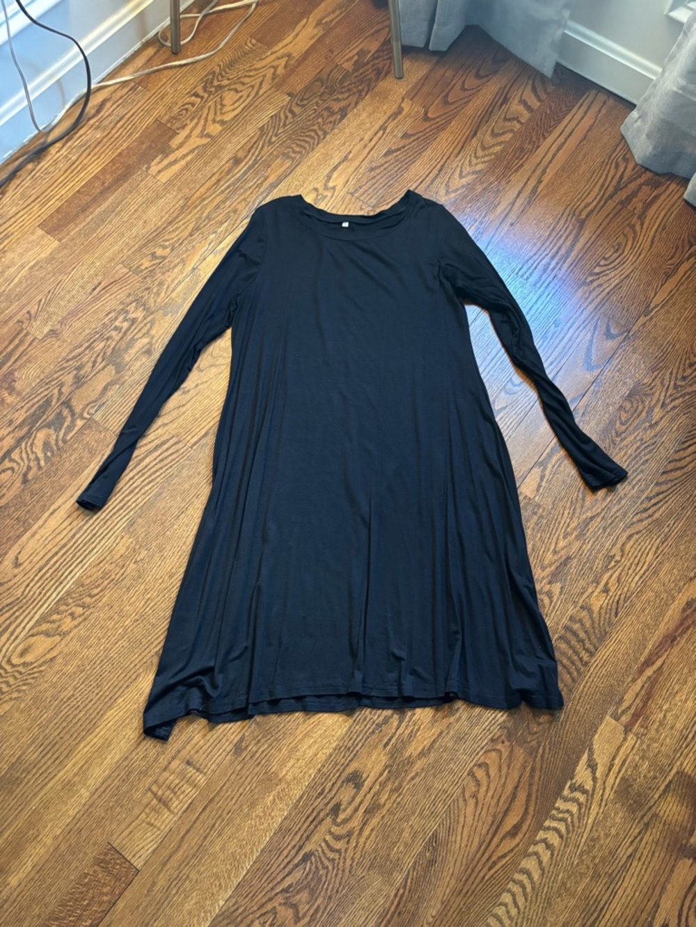 Black Long-Sleeve Swing Dress - Women's